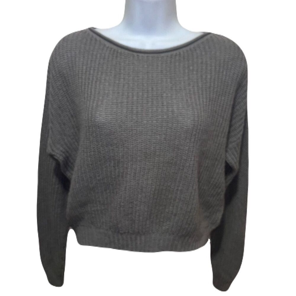 Wild Fable Women's XS Gray Ribbed Knit Pullover Sweater Cotton Acrylic Blend